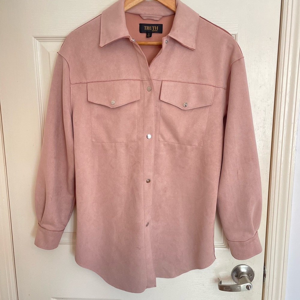 Truth Pink Suede Shirt Jacket - Womens